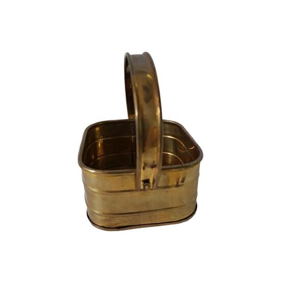 Square Brass Bucket w/Handle - Picture 4 of 8